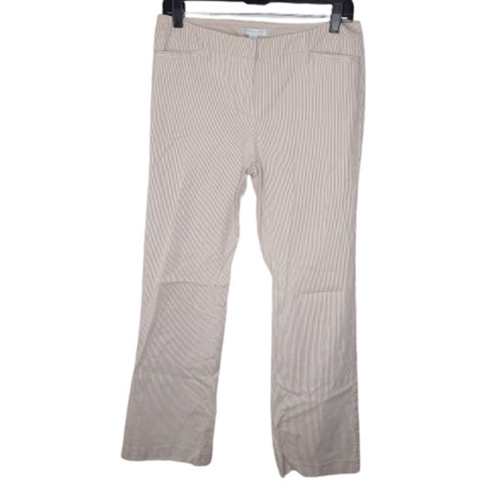 New York‎ & Company Tan & White Stripped Pants Size 6